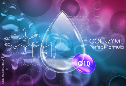Coenzyme Q10. Beauty treatment nutrition skin care design. Vector Concept for web and print.