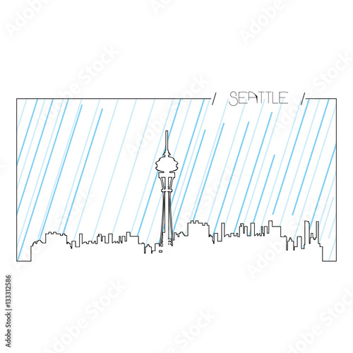 Isolated abstract skyline of Seattle, Vector illustration