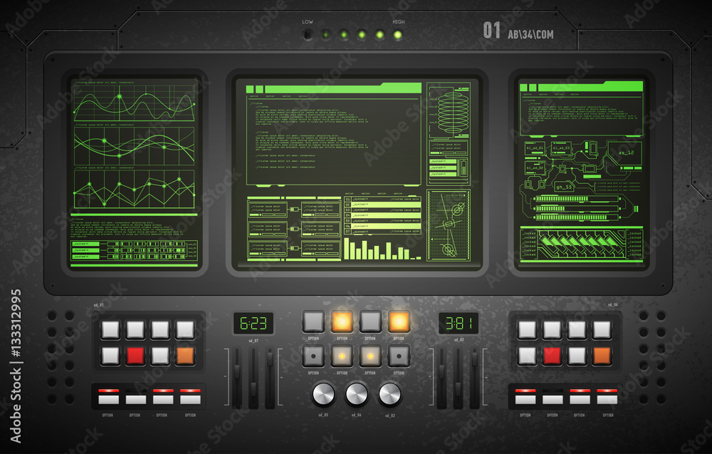 lo-fi user interface. Creative template in the style of science fiction.