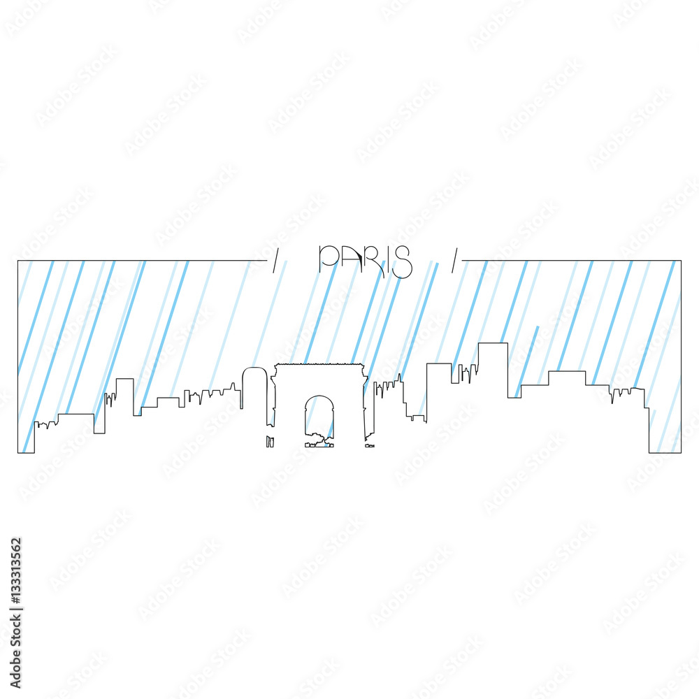 Isolated abstract skyline of Paris, Vector illustration