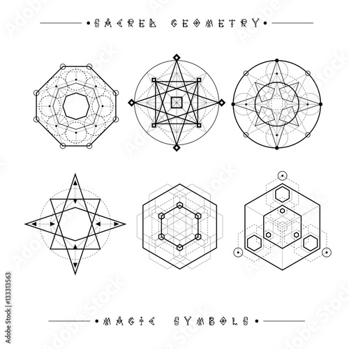 Sacred geometry signs. Set of symbols and elements. Alchemy, religion, philosophy, spirituality, hipster symbols and elements. geometric shapes