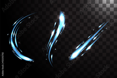 Vector bright neon lines set.