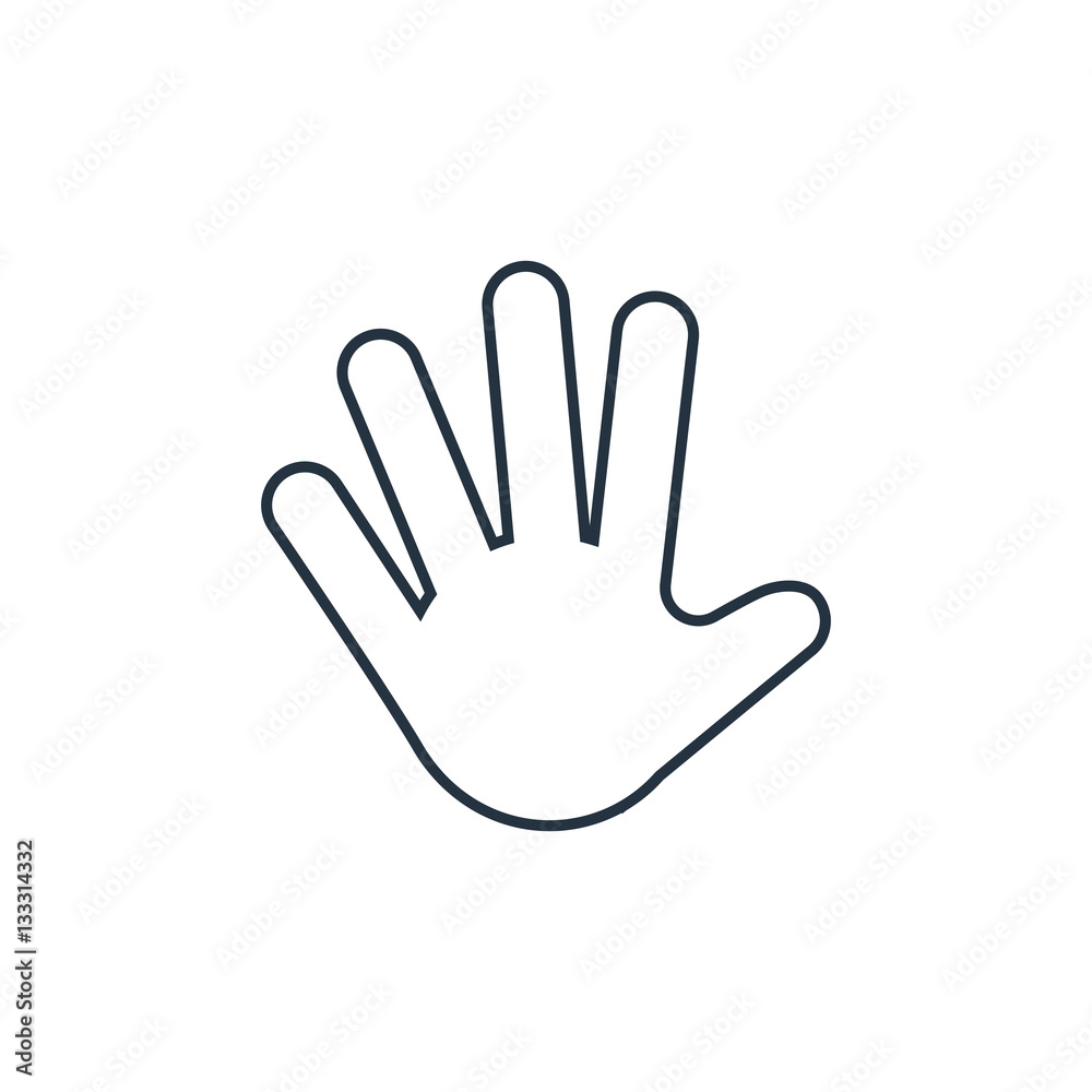hand isolated line icon on white background hand isolated line icon on white background