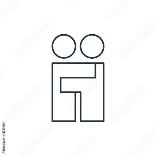Hugs isolated line icon on white background