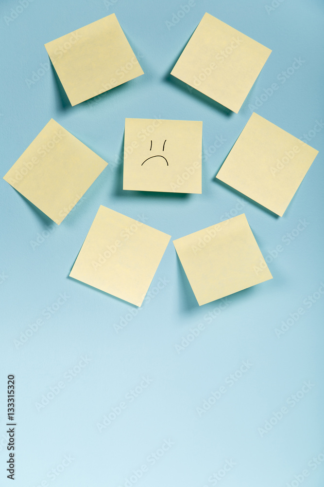 Blue Monday! - The most depression day of the Year. Yellow sticky stickers notes post-it. Blue Monday! - The most depression day of the Year. Yellow sticky stickers notes post-it.