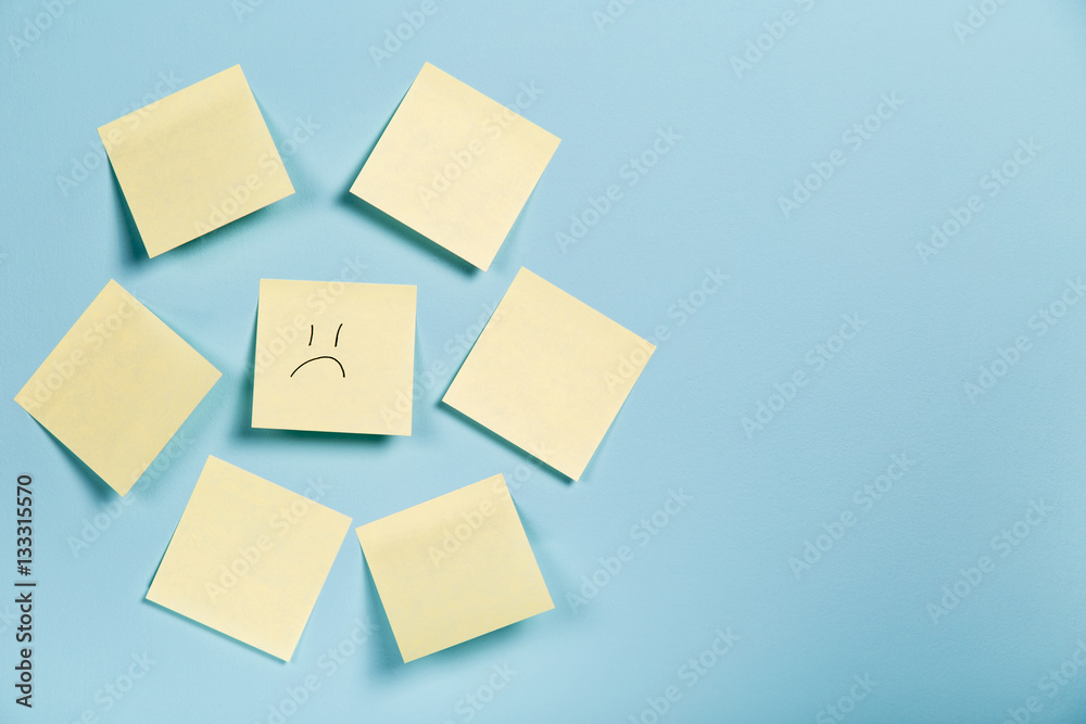 Blue Monday! - The most depression day of the Year. Yellow sticky stickers notes post-it. Blue Monday! - The most depression day of the Year. Yellow sticky stickers notes post-it.