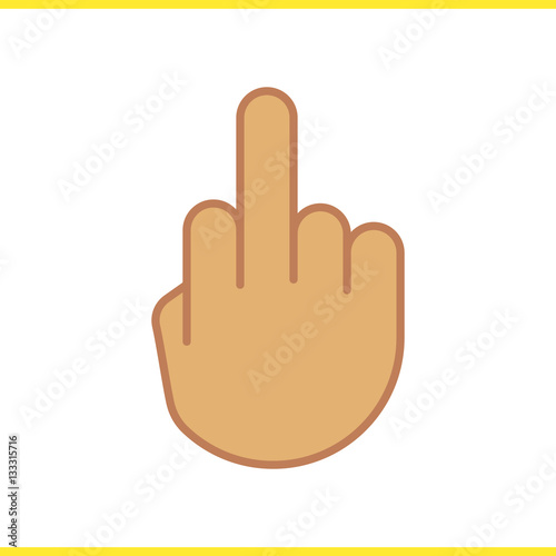 Middle finger up color icon