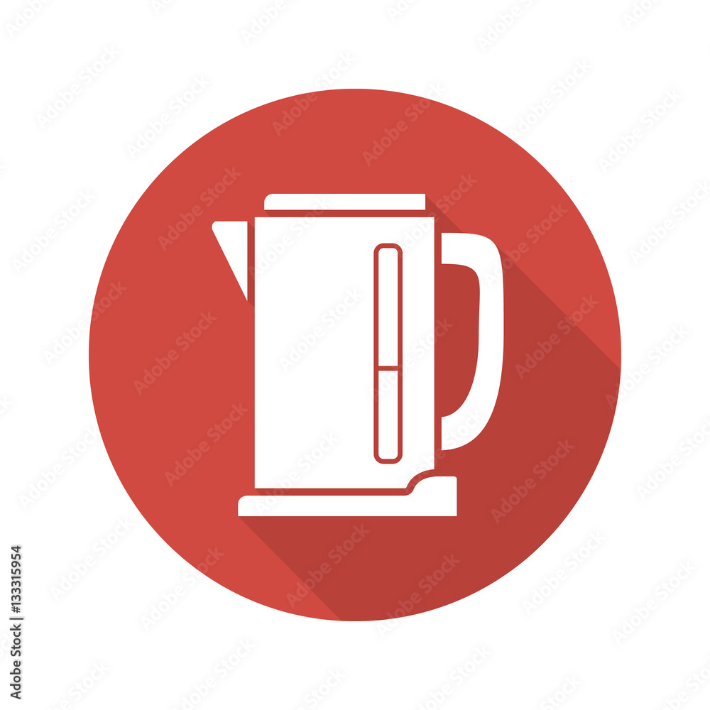 Electric kettle flat design long shadow icon Electric kettle flat design long shadow icon