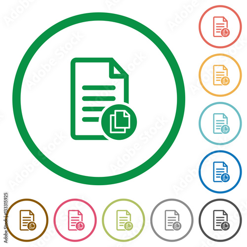Copy document flat icons with outlines