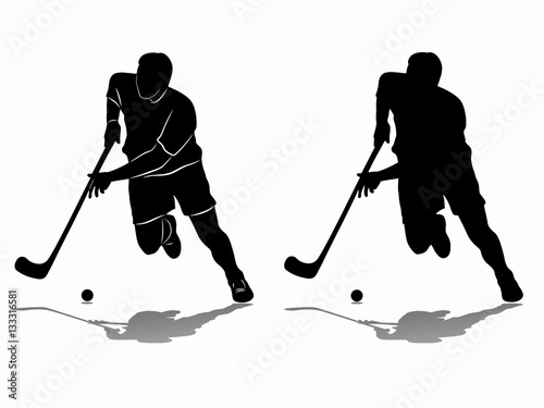 Silhouette of floorball player, vector draw