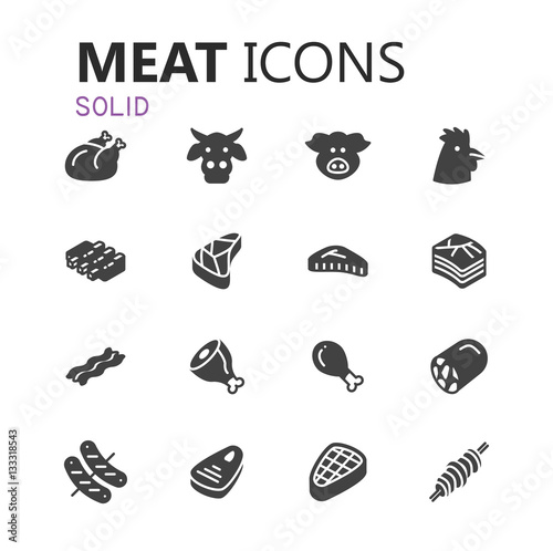 Simple modern set of meat icons.