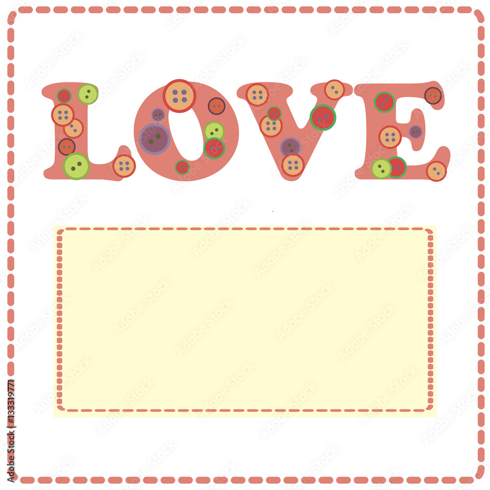 Fototapeta premium Love card with button on an isolated background