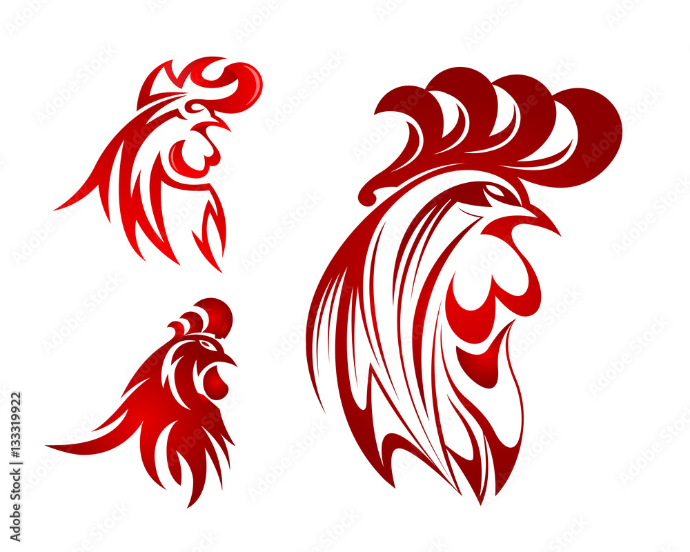 Abstract Red Rooster Head Symbol Logo Stock Vector Adobe Stock