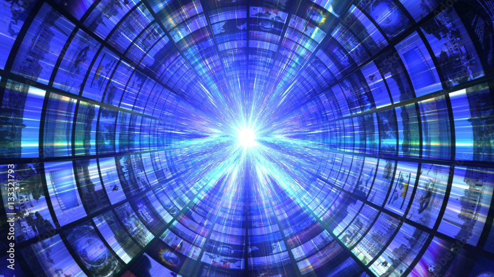 Fototapeta premium Monitors Tunnel Technology Illustration Background 