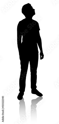 Silhouette of a man who looks up