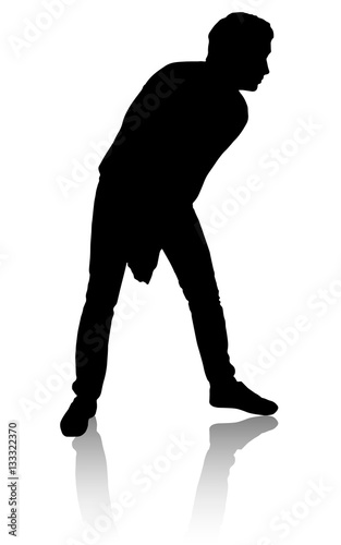 Silhouette of a man who plays volleyball