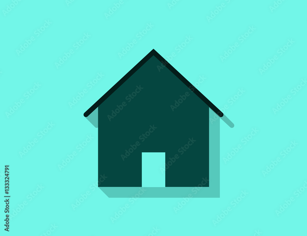 Vector modern private house building icon with long shadow Vector modern private house building icon with long shadow