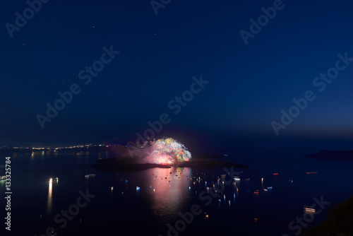 volcano fiesta fireworks Santorini