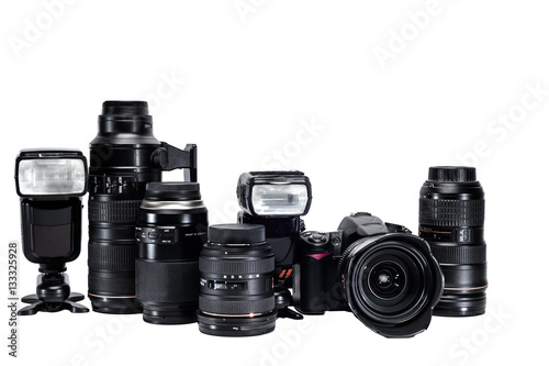 the idea of a professional photographer with white background accessories