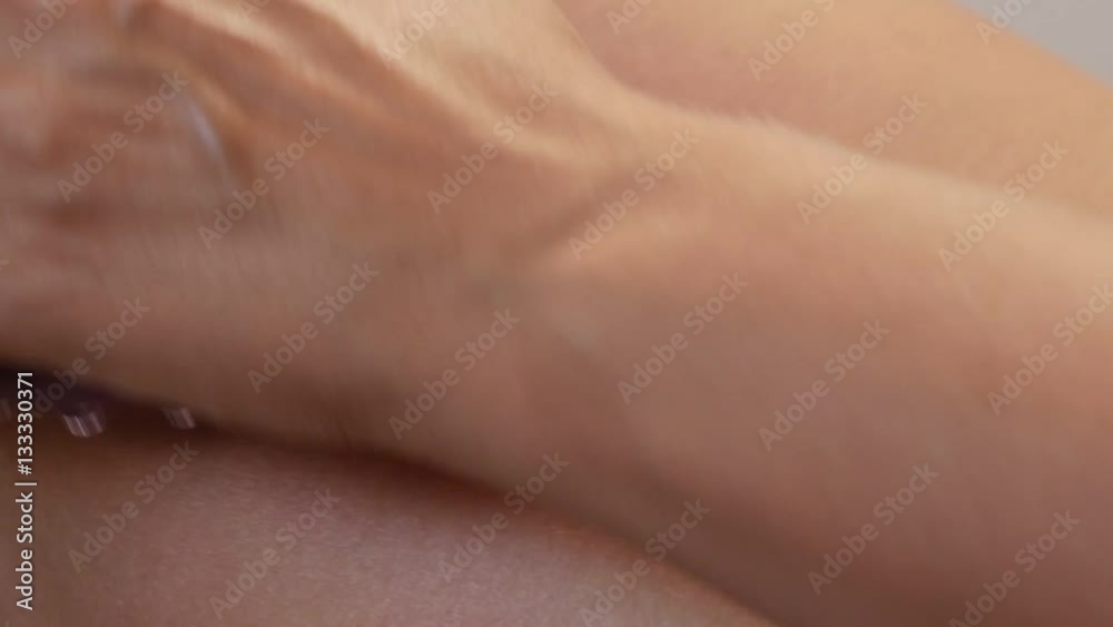 Manual massager anti cellulite treatment on woman legs slow-mo 1920X1080 HD footage - Slow motion preventing orange peel syndrome on female skin with brush 1080p FullHD video Manual massager anti cellulite treatment on woman legs slow-mo 1920X1080 HD footage - Slow motion preventing orange peel syndrome on female skin with brush 1080p FullHD video