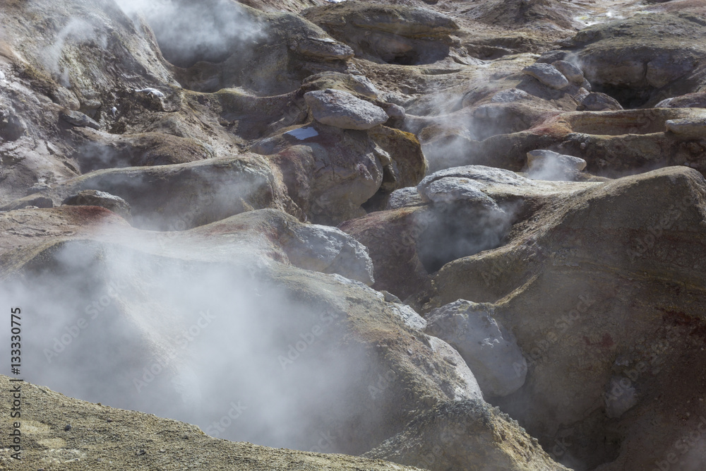 Geyser (geothermal area) Sol de Manana in Eduardo Avaroa Nationa Geyser (geothermal area) Sol de Manana in Eduardo Avaroa Nationa