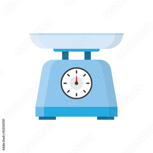 kitchen scale with bowl isolated on white background.