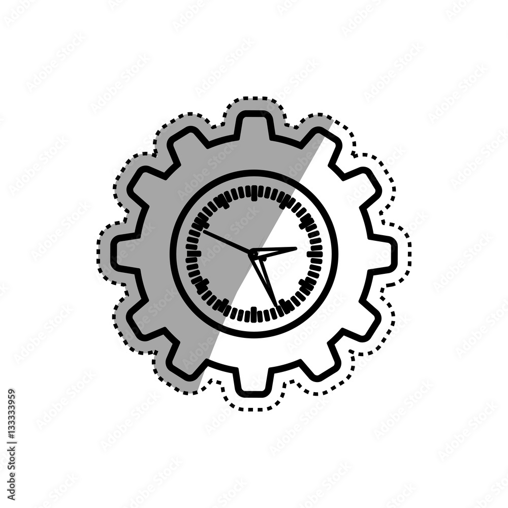 Clock with gear piece icon vector illustration graphic design Clock with gear piece icon vector illustration graphic design