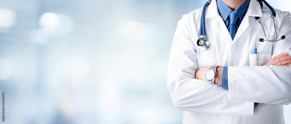 Doctor Man With Stethoscope In Hospital
 - obrazy, fototapety, plakaty 