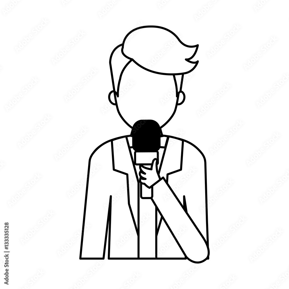Journalist with microphone icon vector illustration graphic design