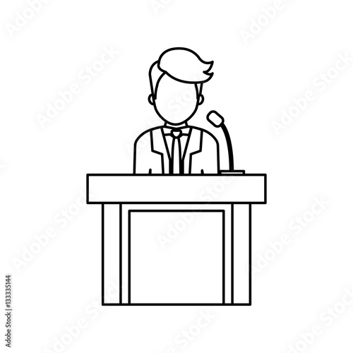 lawyer speaking in court icon vector illustration graphic design
