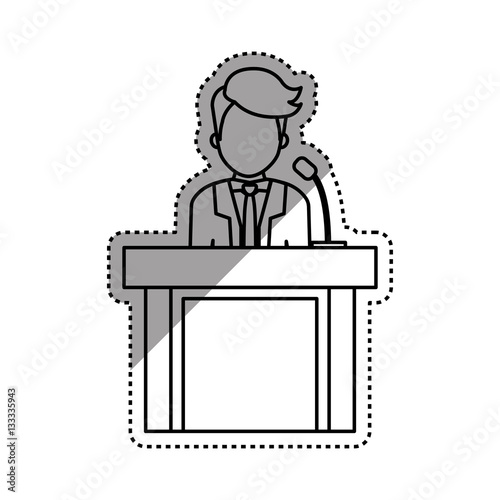 lawyer speaking in court icon vector illustration graphic design