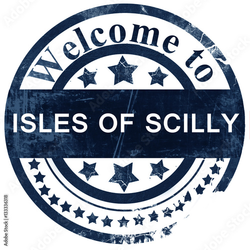 Isles of scilly stamp on white background photo