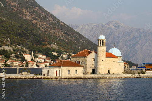 Island church in Perast Boka Kotorska Bay, Montenegro