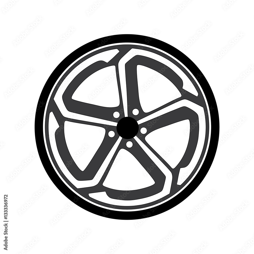 Wheel, tyre and tire icon. Round shaped rubber automobile or car, speed vehicle. Great for garage and machine shop, automotive and brake theme Wheel, tyre and tire icon. Round shaped rubber automobile or car, speed vehicle. Great for garage and machine shop, automotive and brake theme