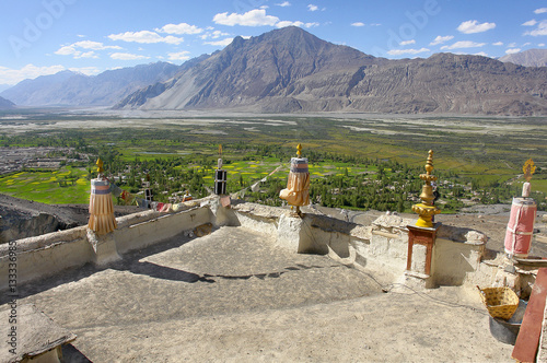 View from Diskit Monastery hill  in the Nubra Valley of Ladakh, India.
 photo