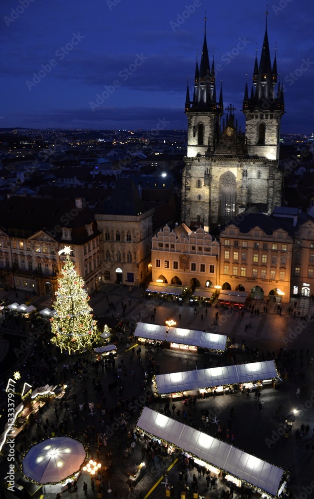 Fototapeta premium Architecture from Prague in Christmas and cloudy sky