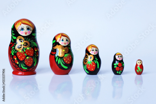 Popular russian souvenir - wooden nesting dolls matryoshkas © Pavel