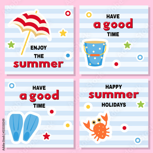 Set of funny backgrounds for summer time.