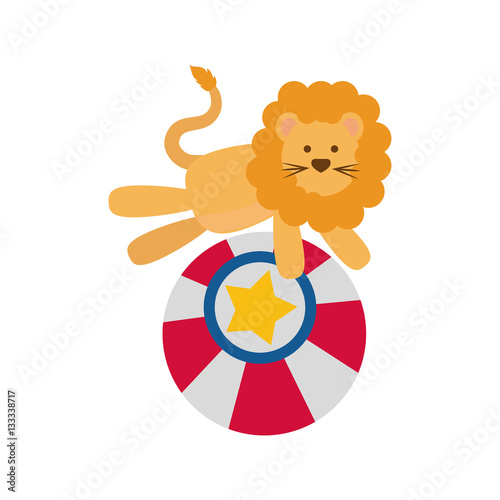 Fototapeta Naklejka Na Ścianę i Meble -  Circus lion cartoon icon vector illustration graphic design