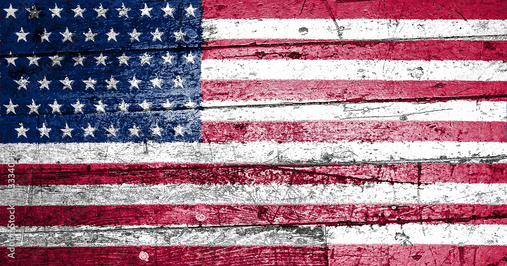 Amerikanische Flagge auf Holz. Amerikanische Flagge auf Holz.
