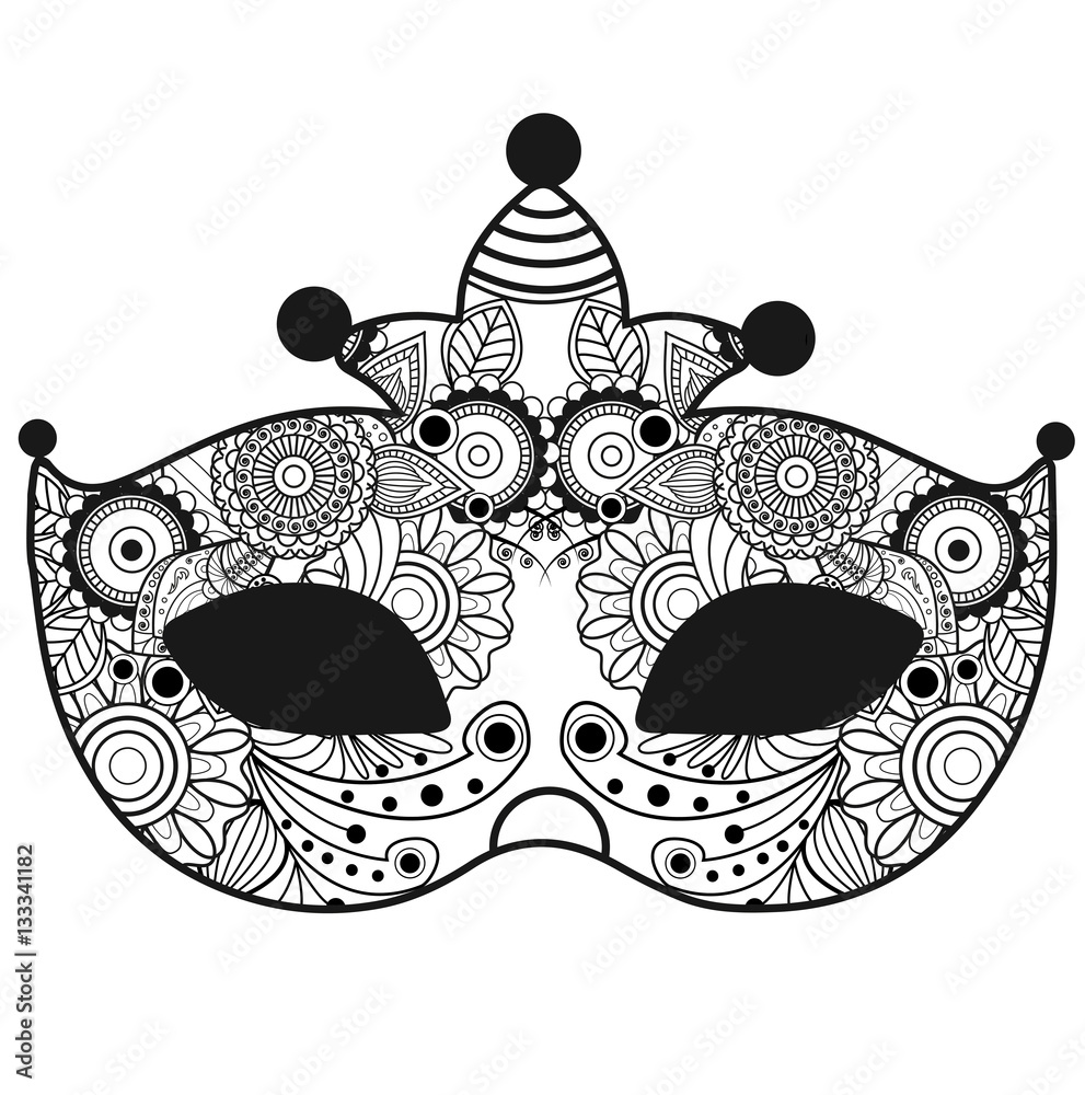 Vector illustration of a carnival mask mandala for coloring book for adult, maschera  carnevale mandala vettoriale da colorare antistress Stock Vector | Adobe  Stock
