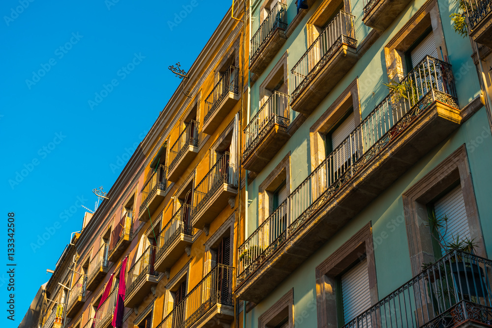 high contrasted apartment buildings at barcelona