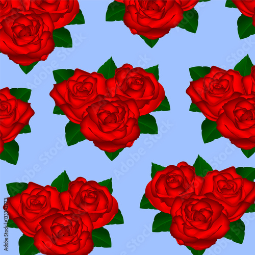 wallpaper red roses on a white background with leaves © Basthamp