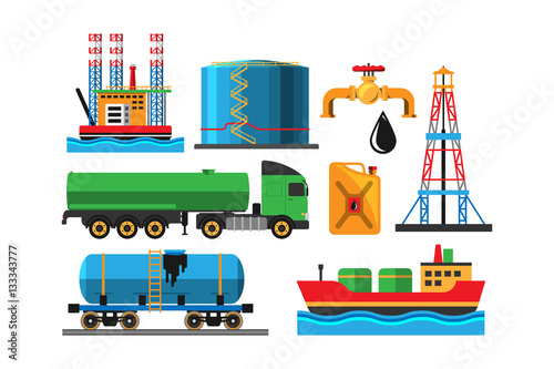 Oil extraction transportation vector illustration