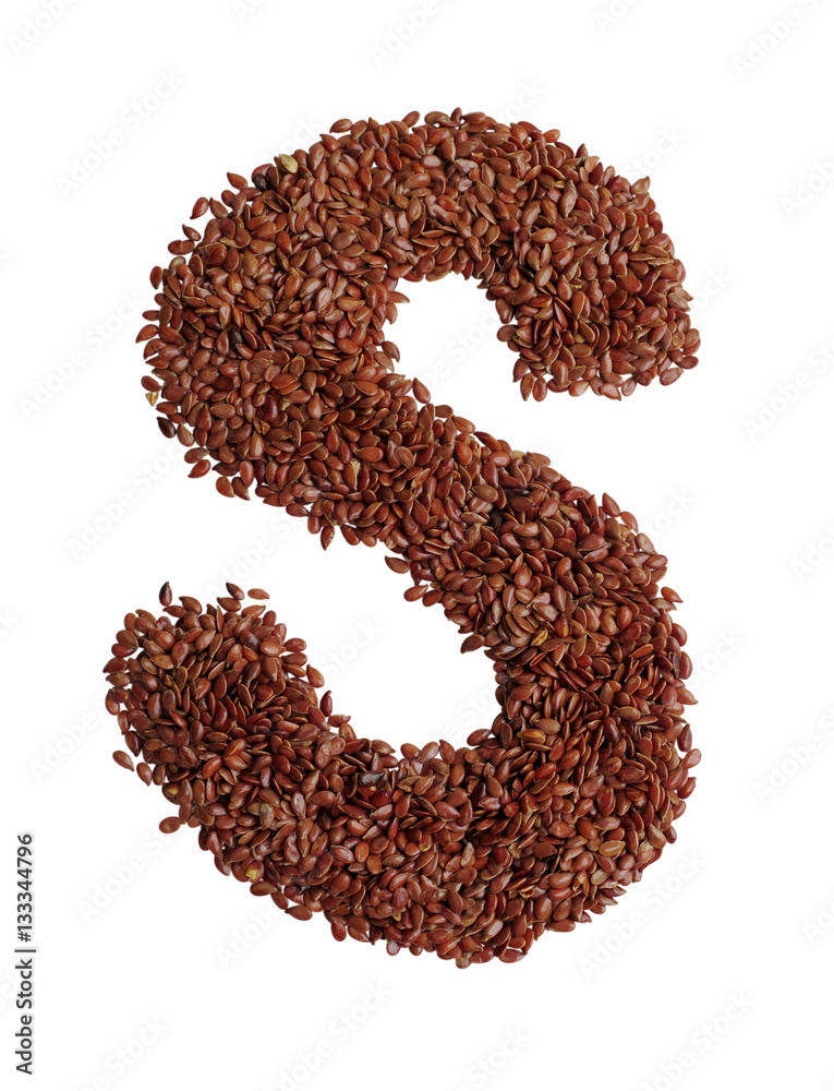 Letter S made with Linseed also known as flaxseed isolated on wh Letter S made with Linseed also known as flaxseed isolated on wh