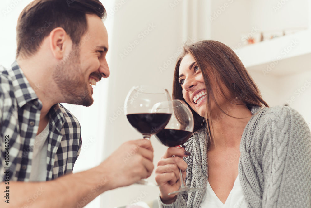 Happy romantic couple having fun at home Happy romantic couple having fun at home