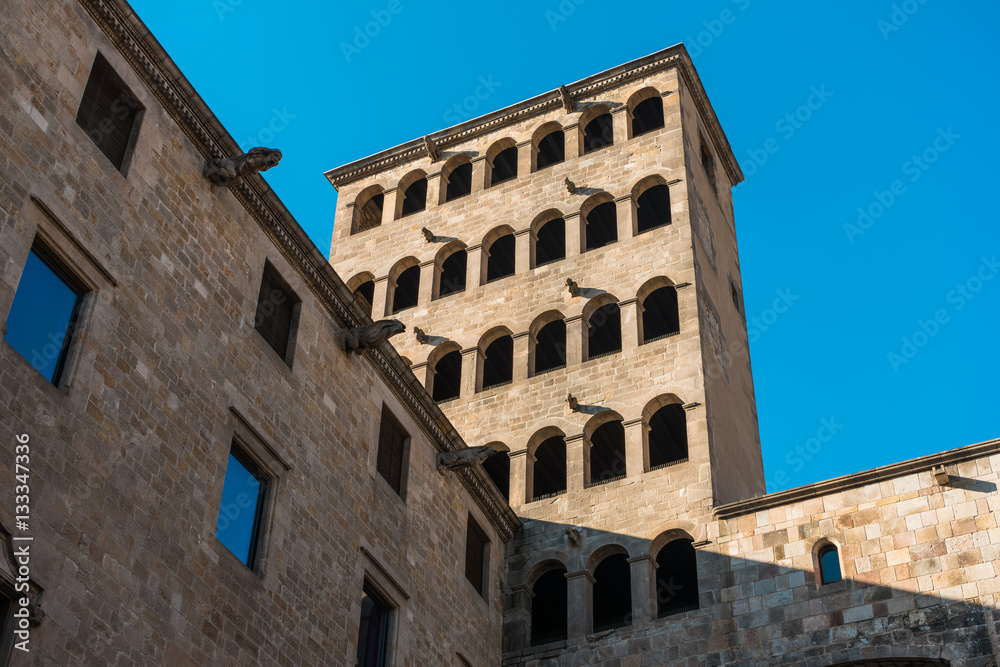 castle at barcelona in low angle view
