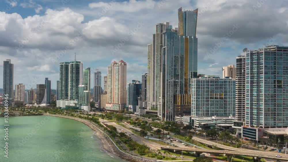 panama city cityscape skyline timelapse zoom out seen from high point of view pov panama city cityscape skyline timelapse zoom out seen from high point of view pov