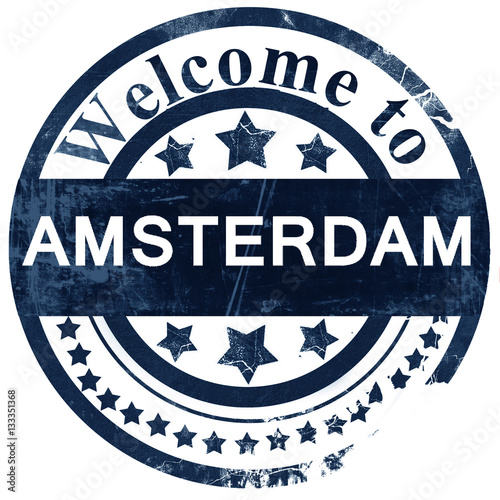 Photography amsterdam stamp on white background