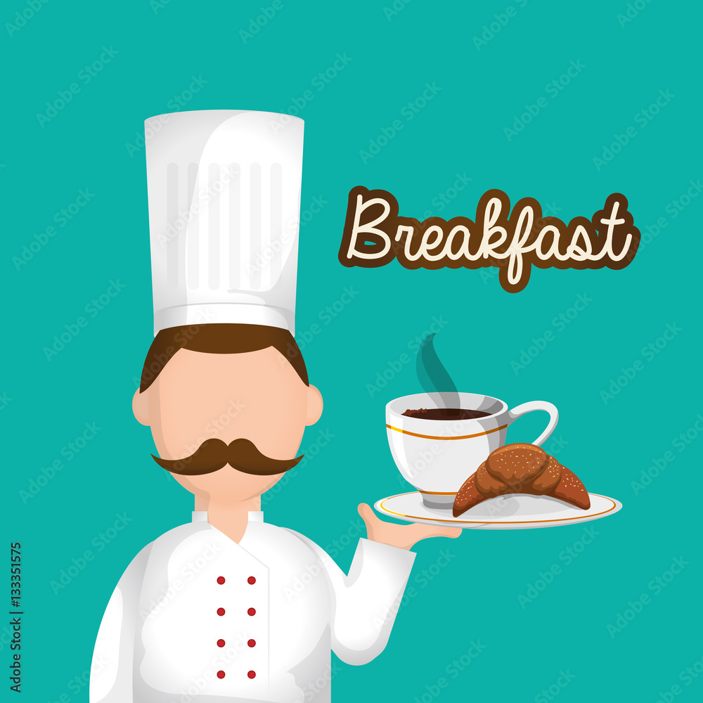 character chef breakfast tray food vector illustration eps 10 character chef breakfast tray food vector illustration eps 10
